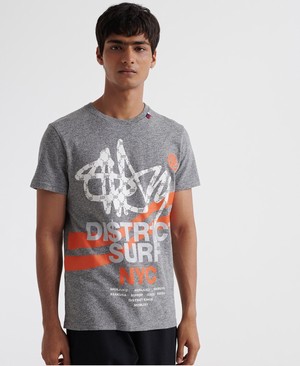 Superdry NYC District Férfi Pólók Sötét Szürke | HXNBY4067